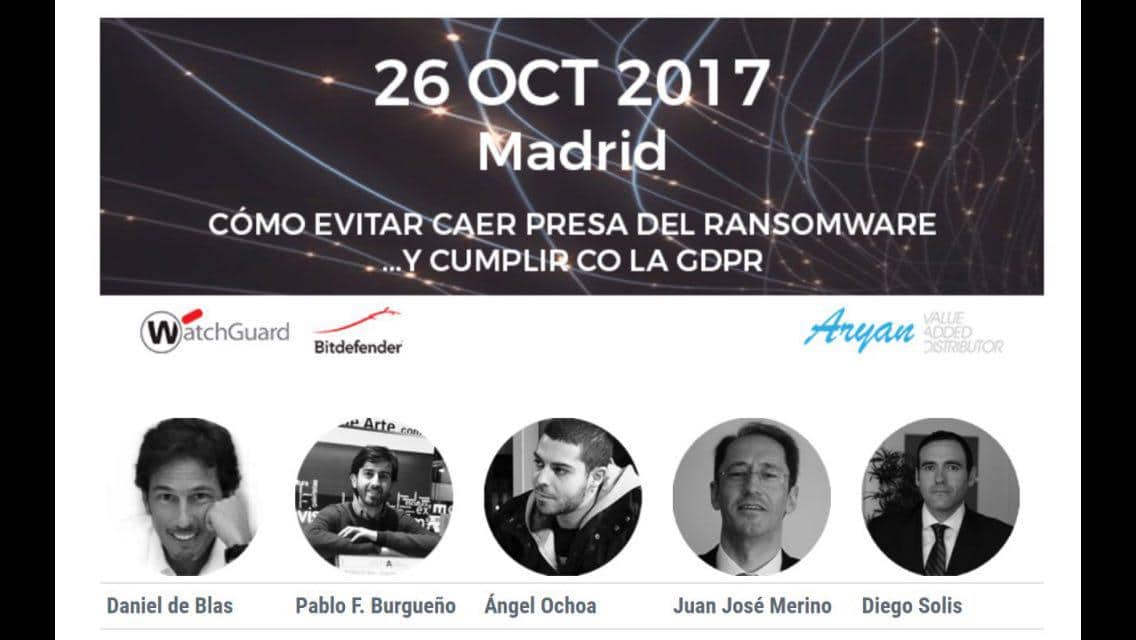 Cómo evitar el ransomware y cumplir el RGPD o GDPR – (este jueves en Madrid)