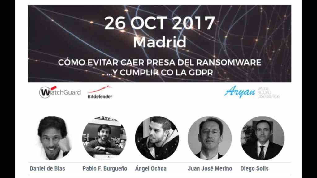 Cómo evitar el ransomware y cumplir el RGPD o GDPR – (este jueves en&nbsp;Madrid)